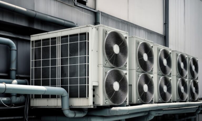 air-conditioner-units-hvac-roof-industrial-building-with-blue-sky-clouds-background